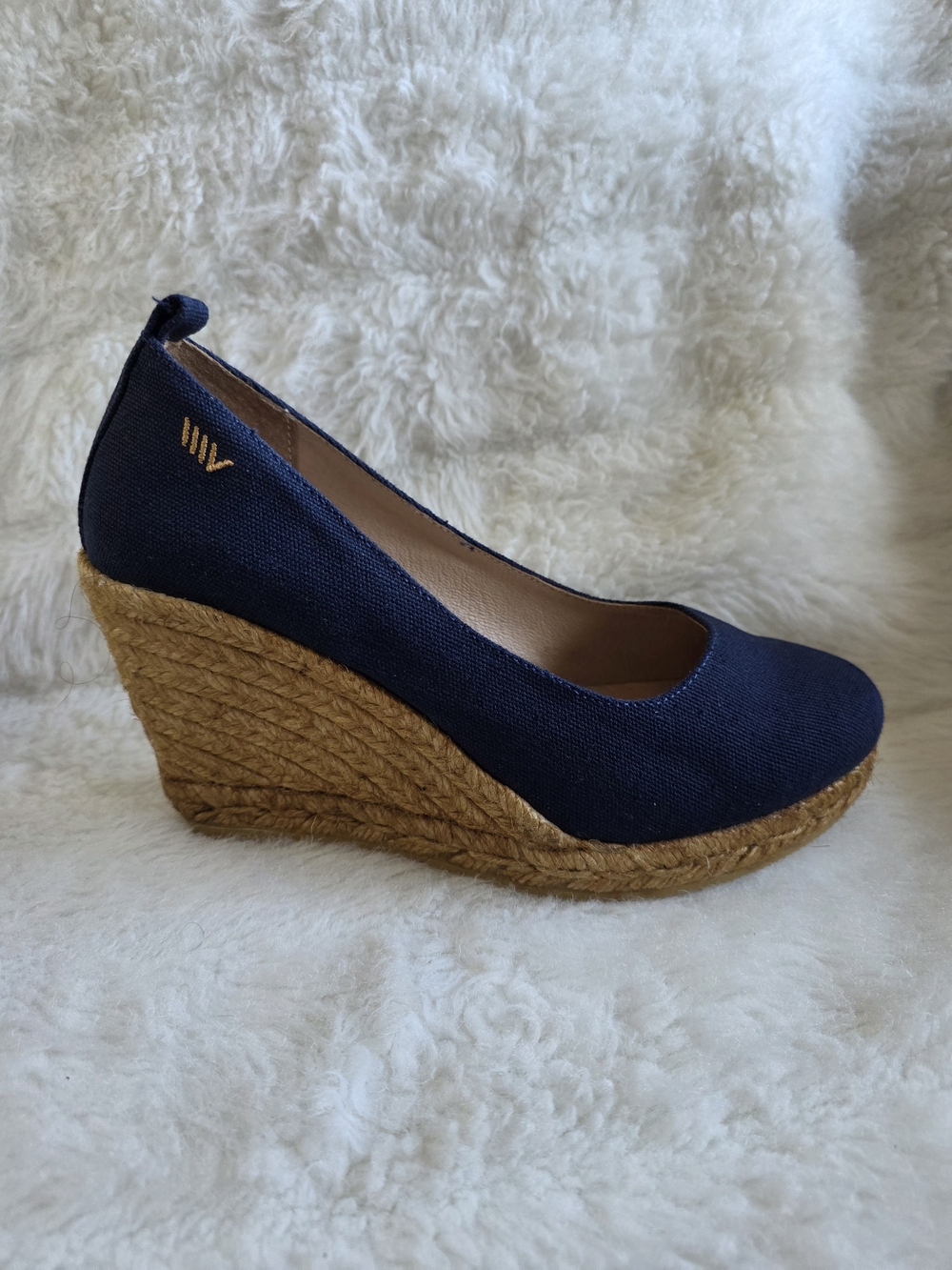 Viscata Women's Navy Espadrille Wedge Pump.